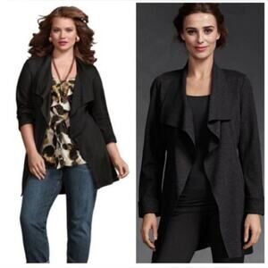 Cabi 956 Jacket Cardigan Take Charge Wrap Open Front Waterfall Black Size Small